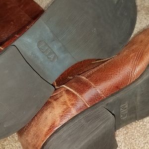 Mia Shoes - MIA Cognac Distressed Leather Boots Mia Shoes - MIA Cognac Distressed Leather Boots